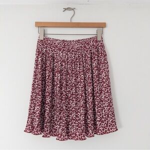 NWOT Loft Burgundy and White Floral Pleated Skirt